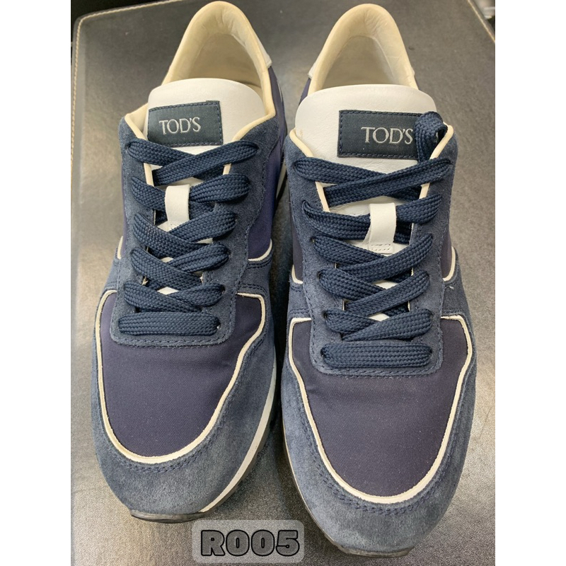 R005  TOD'S深藍白撞色休閒鞋/托德斯運動鞋/男生運動鞋	標UK7號/26.5cm