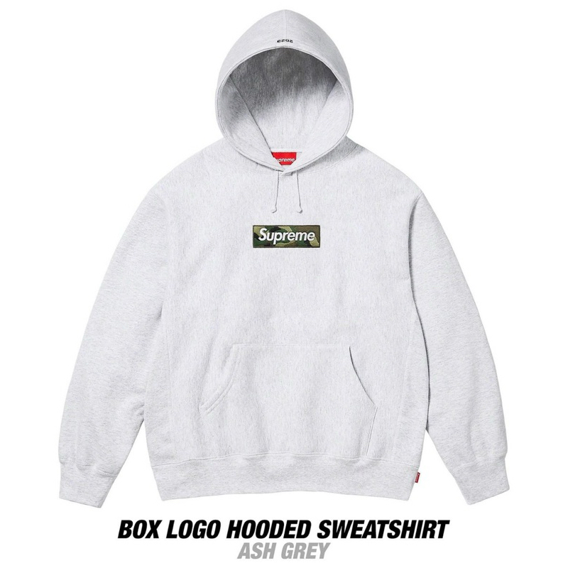 SUPREME 2023 BOX LOGO HOODED SWEATSHIRT 帽踢 帽t 灰色全新M號