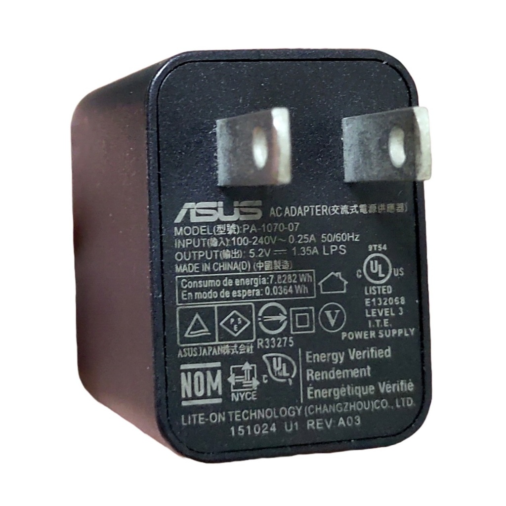 華碩 ASUS 5.2V/1.35A 手機旅充 充電器 充電頭 (型號：PA-1070-07，USB接口，不含USB線)