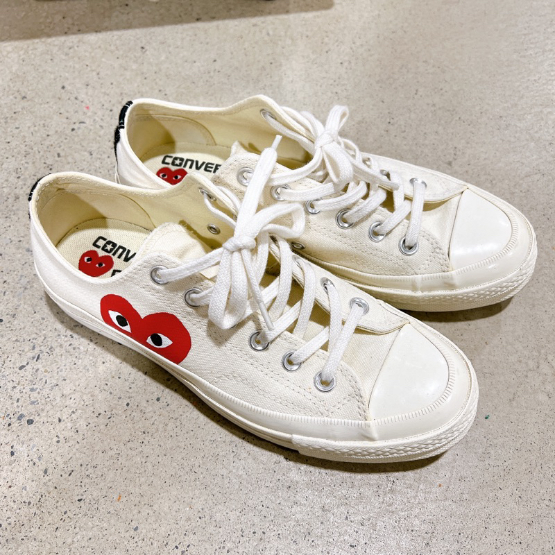 Comme des Garçons x converse 低筒奶油白愛心帆布鞋 24.5cm 川久保玲 CDG play