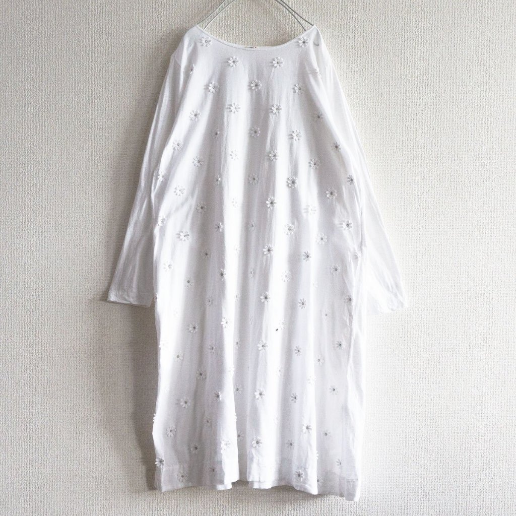 45R [花朵刺繡洋裝] 白色 45rpm 日本製