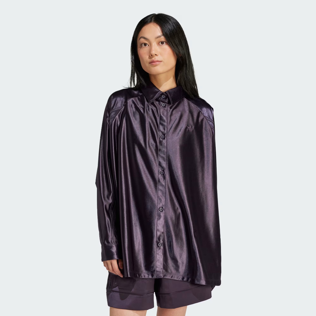 【RTG】ADIDAS OG OVERSIZED SATIN SHIRT 襯衫 紫色 緞面 寬版 休閒 女款 IT757