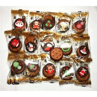 聖誕 黑糖麥芽夾心餅-500g裝-台灣製造-單顆迷你包-耶誕餅乾