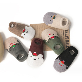 聖誕嬰兒地板襪 秋冬加厚保暖學步毛圈襪 矽膠防滑卡通棉襪 加厚保暖襪 寶寶襪