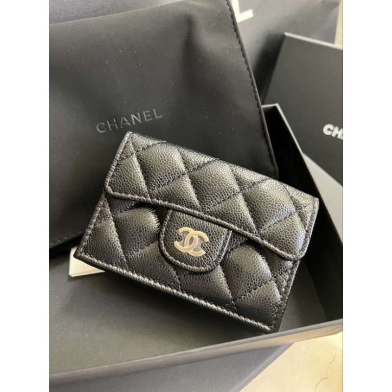 全新Chanel Classic Small Wallet 香奈兒經典荔枝黑色牛皮金釦三折短夾/皮夾/錢包/零錢包