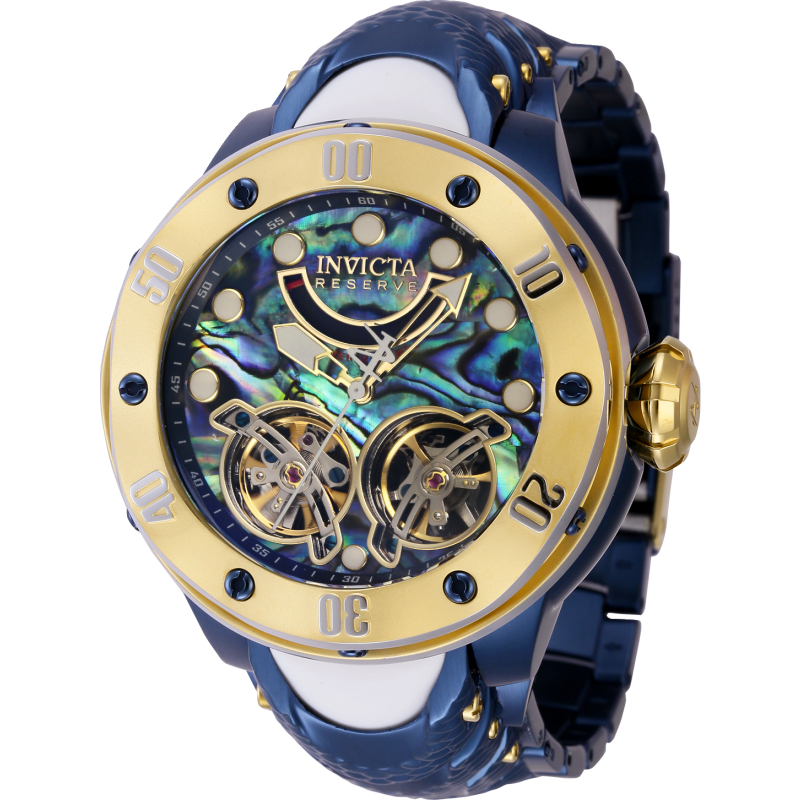 美國 英威塔 INVICTA 39717 海妖 系列 雙擺輪 自動機械錶 藍金配色 鮑魚母貝錶盤 kraken 克拉肯