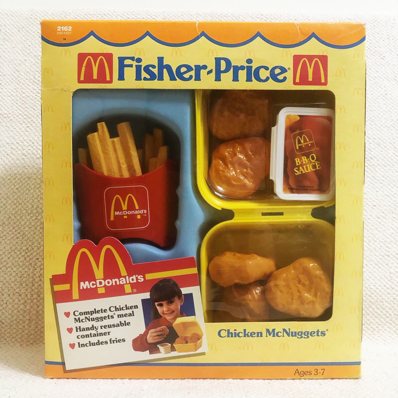 1988 麥當勞 費雪 Fisher-Price 六塊麥克雞塊 中薯條 燒烤醬 美食樂趣系列 全新原裝盒 未拆封