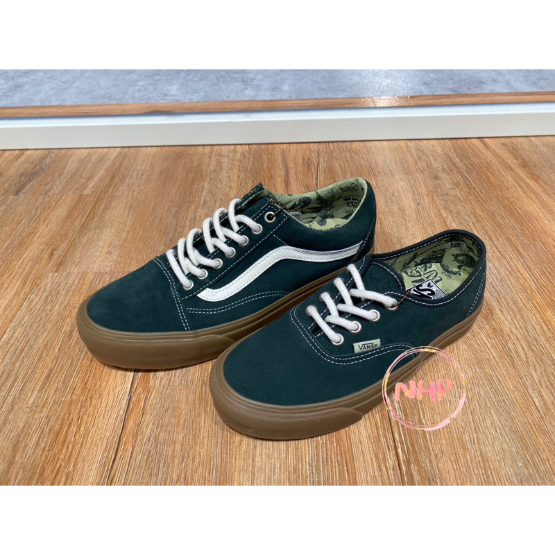 Vans authentic old skool VR3 麂皮 綠色 生膠底 咖啡底 休閒 復古