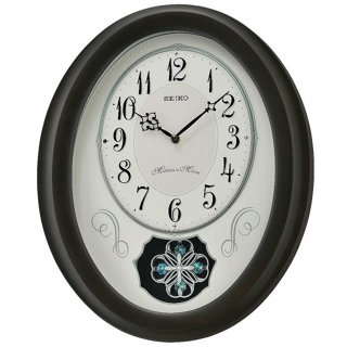 SEIKO CLOCK 日精工木質外殼古典優雅搖擺橢圓形音樂掛鐘 型號：QXM606N【神梭鐘錶】