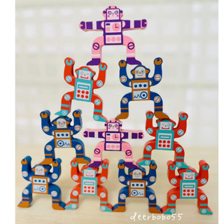 木製大力士疊疊樂 平衡小人 機器人 疊疊高積木 桌遊