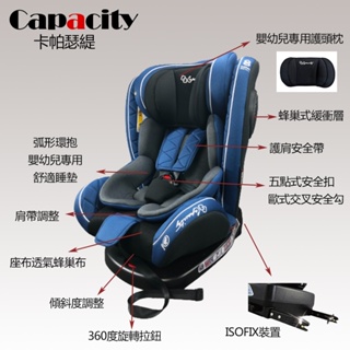 【YIP baby】Capacity 卡帕瑟緹-0-12歲ISOFIX 360度旋轉汽車安全座椅/汽座-英倫斜藍（淺藍）