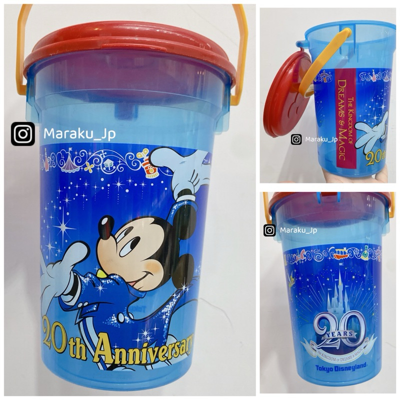 二手絕版老物🇯🇵日本東京迪士尼 20週年 米老鼠 米奇 爆米花桶 爆米花 收納桶 置物桶 玩具收納桶［小悅虎日貨🐯］