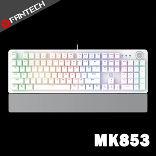 白色【Fantech MK853 RGB混彩多媒體機械式電競鍵盤】英文鍵帽/RGB燈效/全鍵無衝突/多媒體控制按鍵