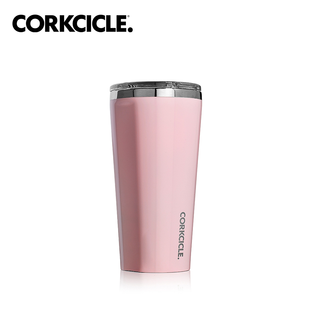 美國CORKCICLE Gloss系列三層真空寬口杯/保溫/保冷隨行杯470ml(玫瑰石英粉)