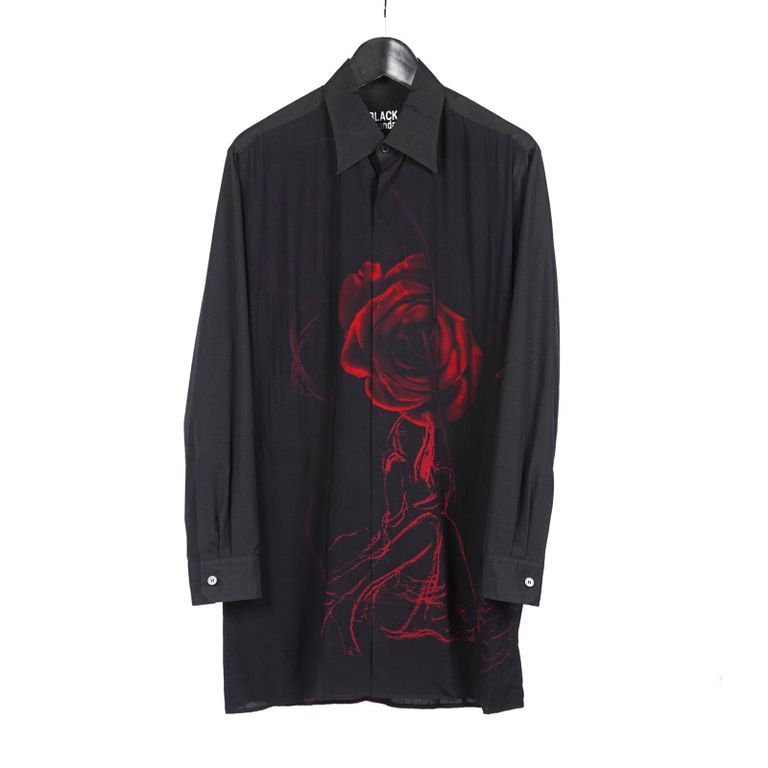 Yohji Yamamoto POUR HOMME 山本耀司 - 後開衩玫瑰印花襯衫 罩衫 外套 花 上衣