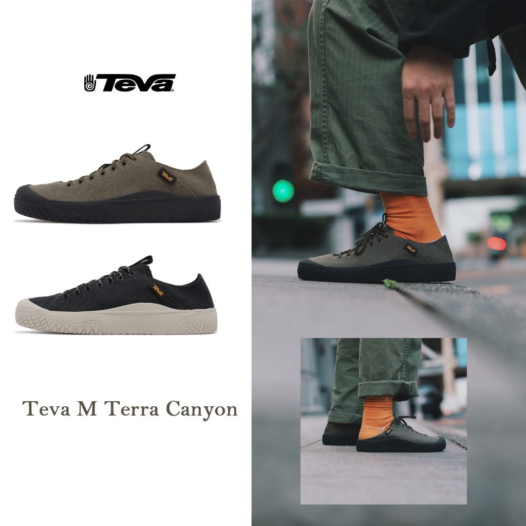 Teva M Terra Canyon 休閒鞋 可踩後跟 棉麻帆布 黑 橄欖綠 男鞋 戶外露營 輕便 百搭款 【ACS】