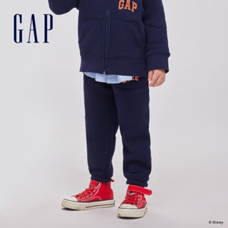 Gap 男幼童裝 Gap x 史迪奇聯名 Logo印花刷毛束口鬆緊棉褲 碳素軟磨系列-海軍藍(847196)