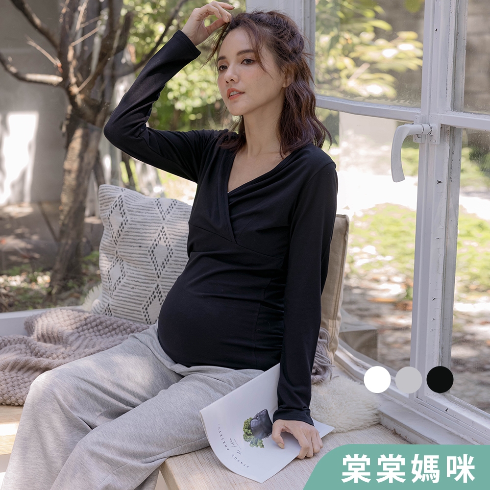 【棠棠媽咪】MIT胸前交叉哺孕衛生衣(升級棉)  哺乳衣 台灣製 親膚 - 10430019