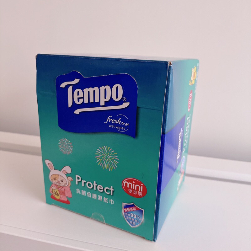 全新 Tempo Protect Keigo限定版 抗菌倍護濕紙巾 迷你包裝 8抽/60包 箱
