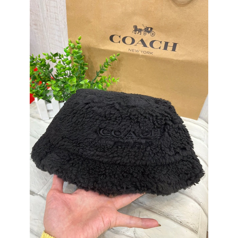 現貨 🇺🇸 COACH CM750 黑色毛毛帽 漁夫帽