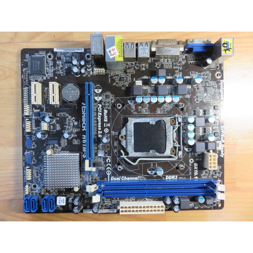 A.1155主機板-華擎 H61M-S DDR3雙通道 i7 i5 i3 固態電容 D-Sub DVI-D 直購價320