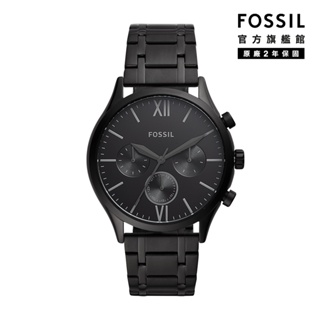 【FOSSIL 官方旗艦館】Fenmore 三眼系列簡約美型手錶 黑色不鏽鋼鍊帶 44MM BQ2365