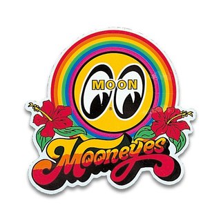 【MOONEYES】 MOON Rainbow 夏威夷 扶桑花貼紙［DM033]