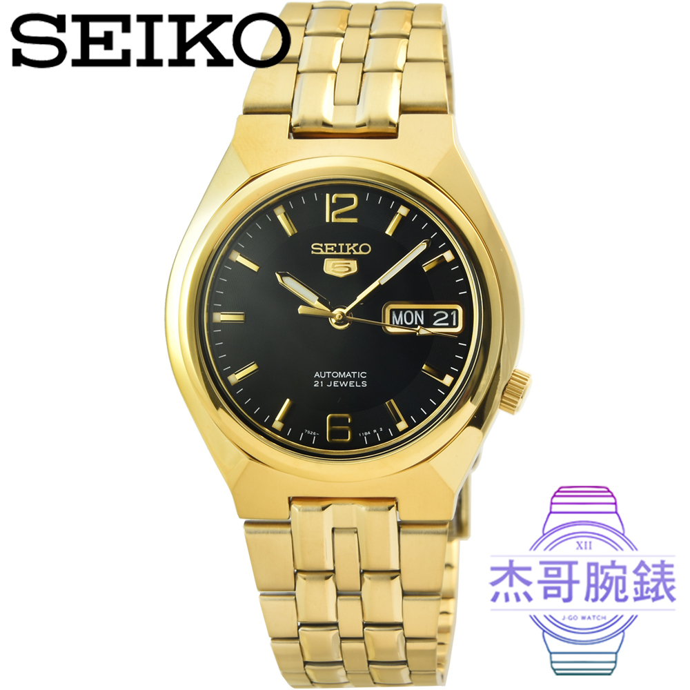 【杰哥腕錶】SEIKO 5號精工機械男錶-金 / SNKL66K1