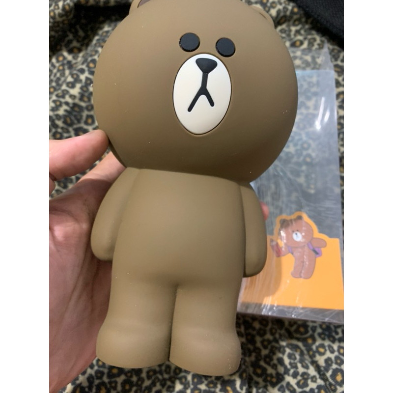 未使用 二手 韓國 Line friends 熊大 矽膠 筆袋 鉛筆盒 布朗熊筆袋  化妝袋 收納袋