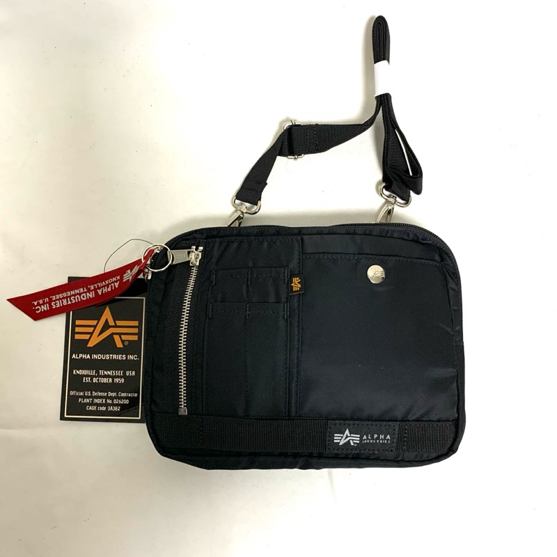 日本 ALPHA INDUSTRIES 黑色 側背包 胸背包 200-BAG130BK 全新品