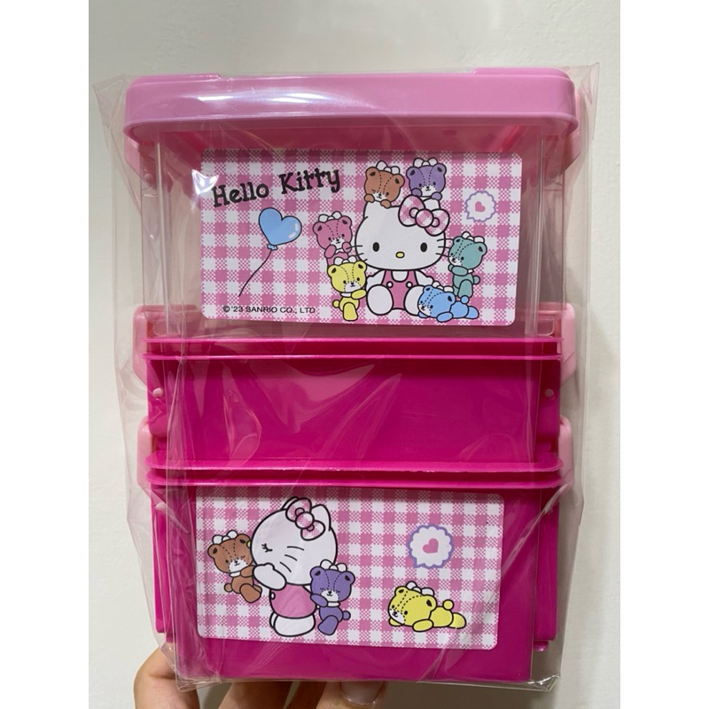 正版 三麗鷗 凱蒂貓hello kitty三層雙扣置物盒 雙扣置物盒 小物收納盒 6吋造型存錢筒