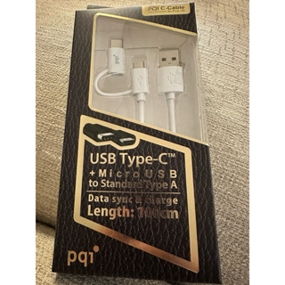 PQI 2合1 線 USB A to type C 跟 micro USB 1M