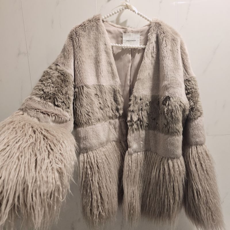 LAGUNAMOON日本製皮草流蘇外套