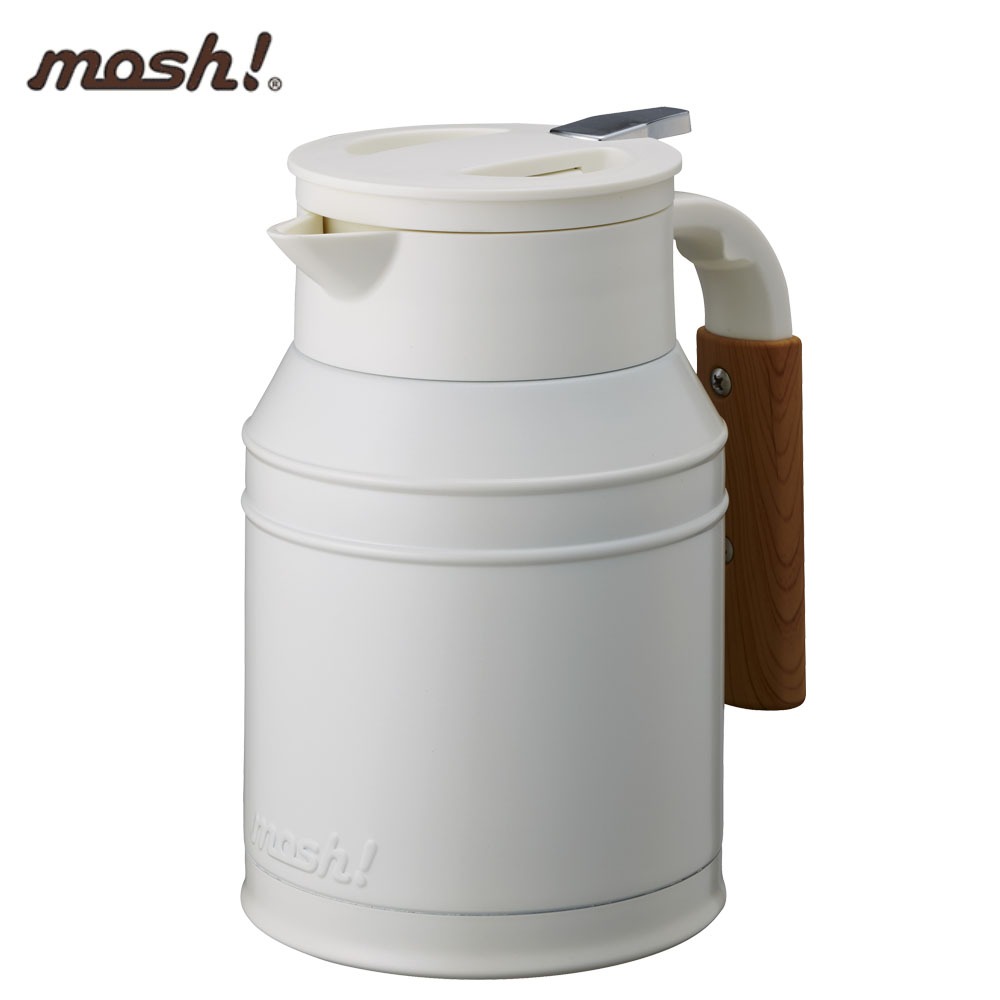 公司貨現貨【日本MOSH!】1公升大容量不銹鋼復古風牛奶罐保溫保冷壺1L 牛奶白 DMTK1.0 大口徑易清洗