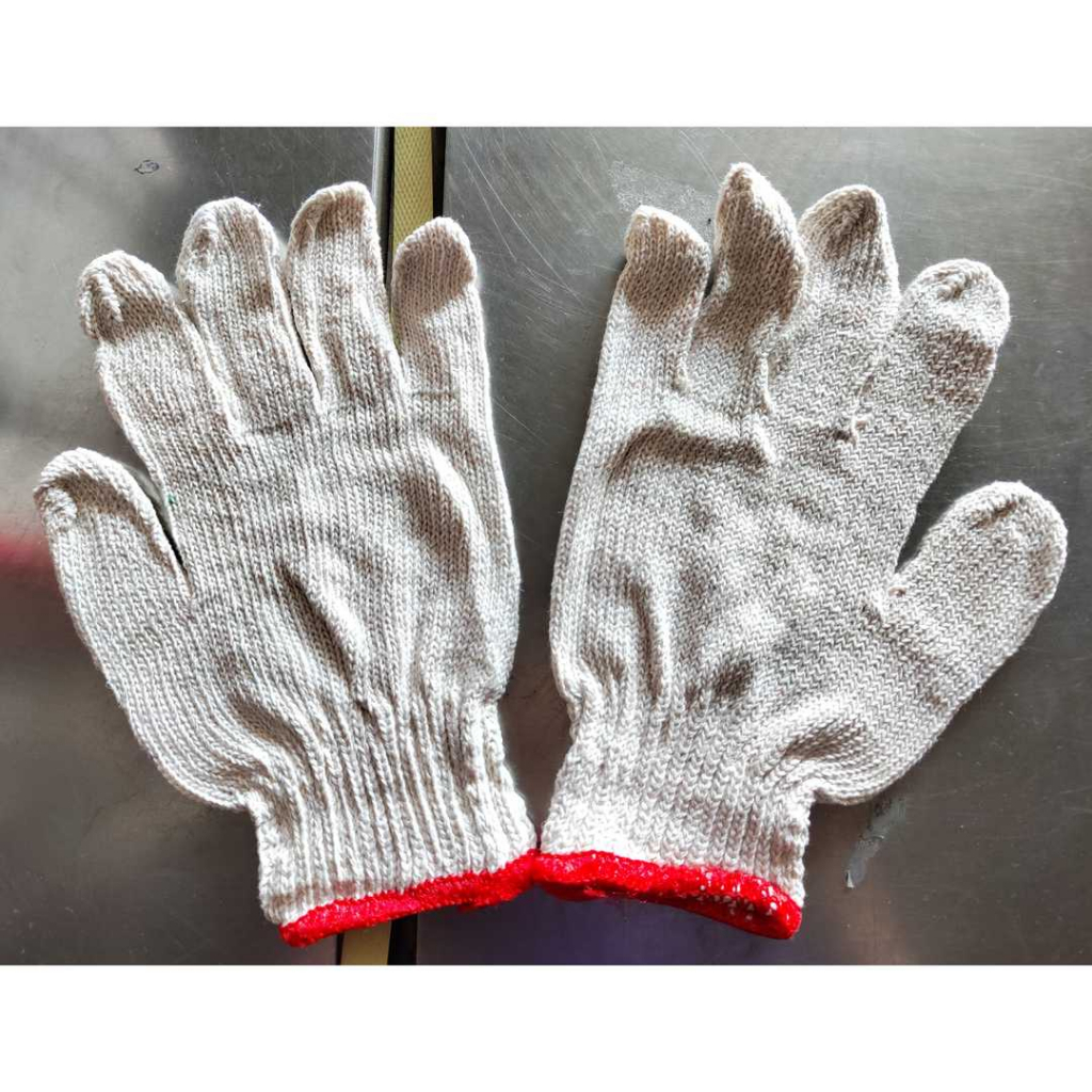 開發票 7針 20兩 大陸製 白色 紅邊束口 棉紗 手套 一打價格
