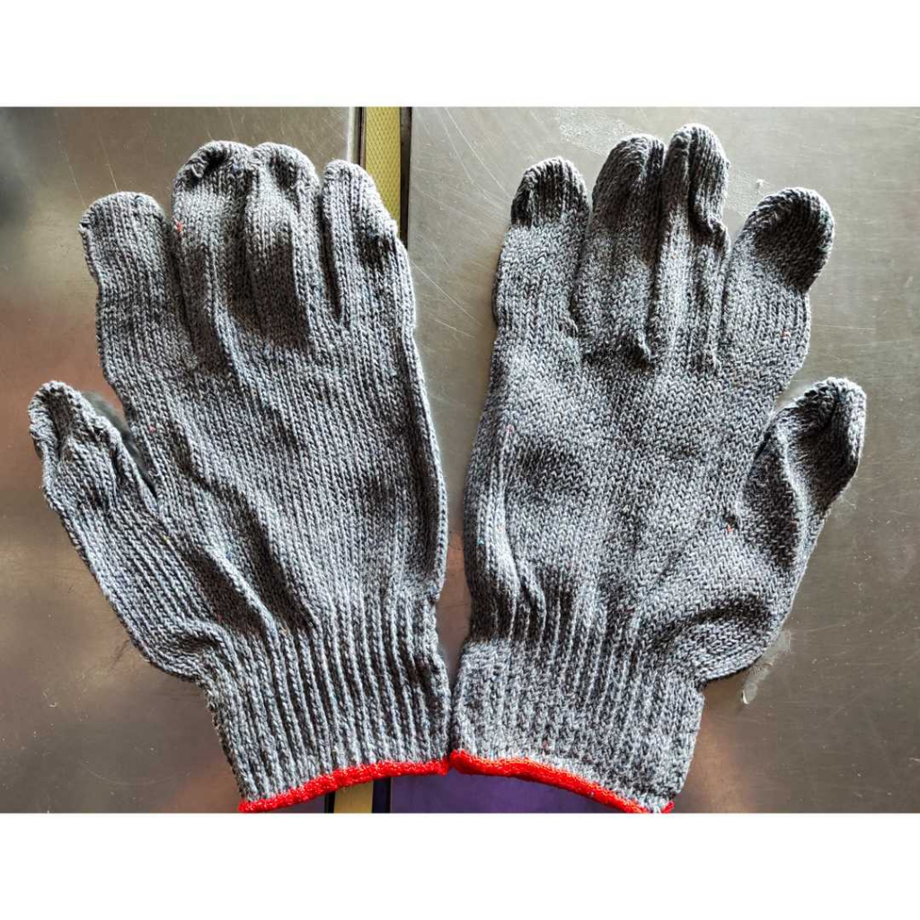 開發票 7針 20兩 灰色 紅邊束口 大陸製 棉紗 手套 一打價