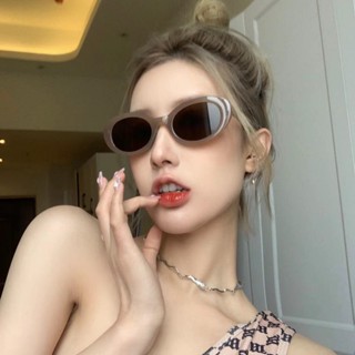 復古貓眼橢圓豹紋太陽眼鏡女韓版防紫外線強光高階感ins墨鏡 74157