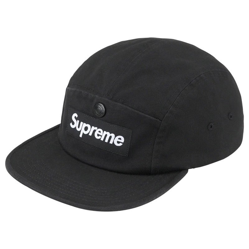 SUPREME FW23 SNAP POCKET CAMP CAP 五分割帽 (黑色) 化學原宿