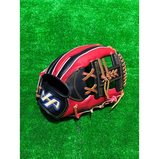 棒球世界 HA 北美硬式牛皮棒壘手套HATAKEYAMA特價黑紅配色工字球檔