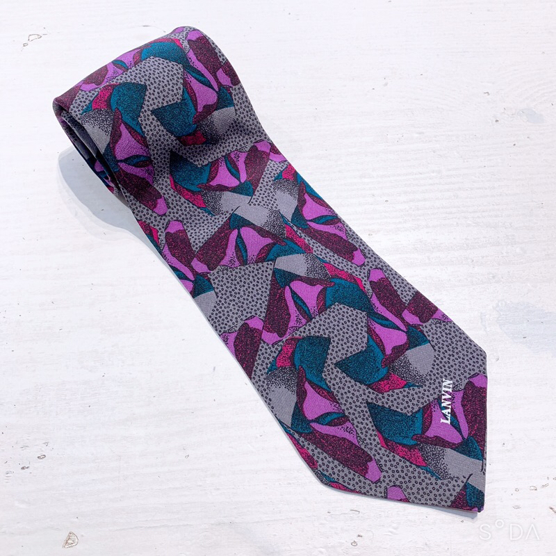 🔹Sistar🔹全新🇮🇹Lanvin 100%蠶絲🇮🇹義大利製 精緻抽象圖騰設計領帶 領結✈️海外直送✈️西裝 西服