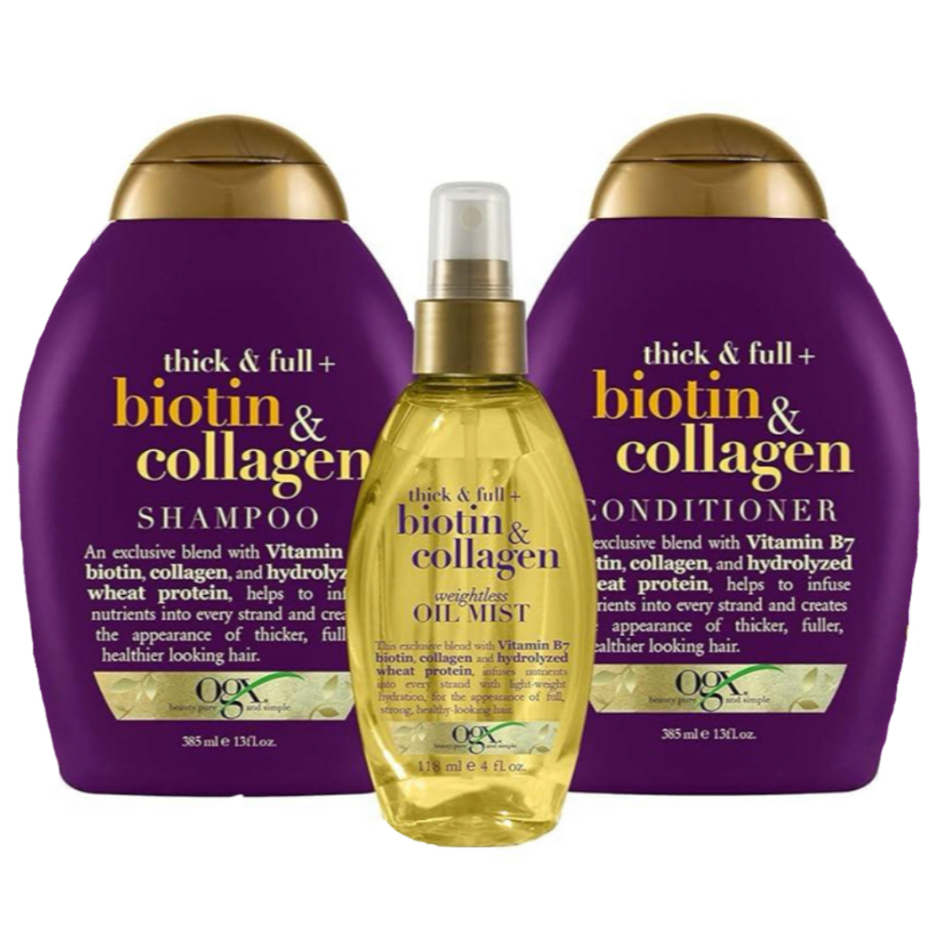 現貨 OGX Thick Full Biotin Collagen 生物素 膠原蛋白 洗髮乳 潤髮乳 油霧 護髮油