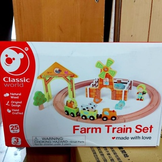 現貨 盒損玩具出清 Classic World 德國經典木玩 Farm Train Set農場火車軌道(25PCS)