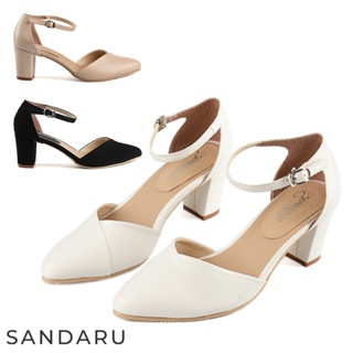山打努SANDARU-中跟鞋 法式美型壓摺尖頭瑪麗珍鞋