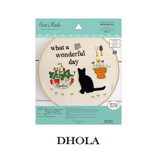 dhola｜【俄羅斯刺繡材料包-黑貓好日子 (10"框飾)】diy 手工藝 刺繡 刺繡材料包 生活手作 朵拉手藝材料