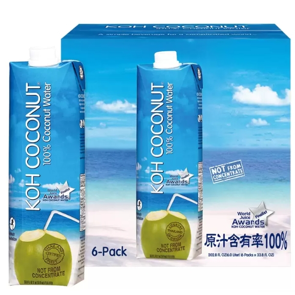 特價 6L Koh 純椰子汁 1公升x6 椰子水 100% 椰子原汁無添加物 酷椰嶼100%椰子汁