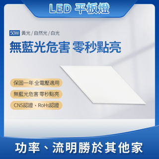 含稅台灣品牌 國家認證 超爆亮 50W LED平板燈 高達5500流明值 直下式 無眩光不閃爍 取代舊型T8輕鋼架