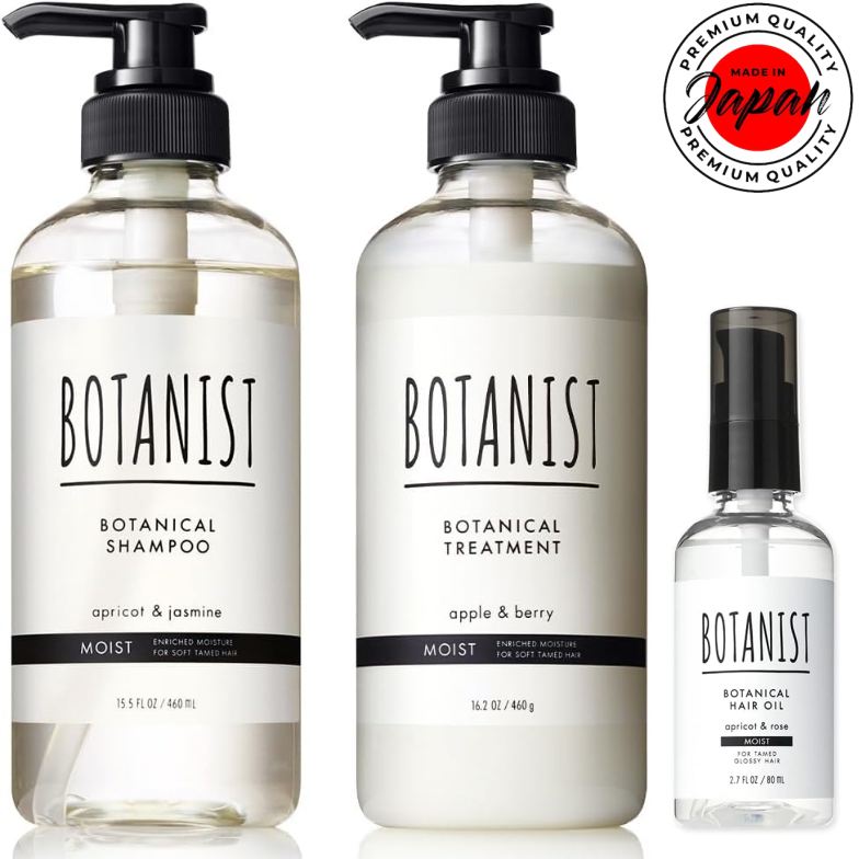 BOTANIST | 洗髮精護理套裝瓶[MOIST] 460 毫升和460 克/ 髮油80 毫升植物護髮素男士女士女士不