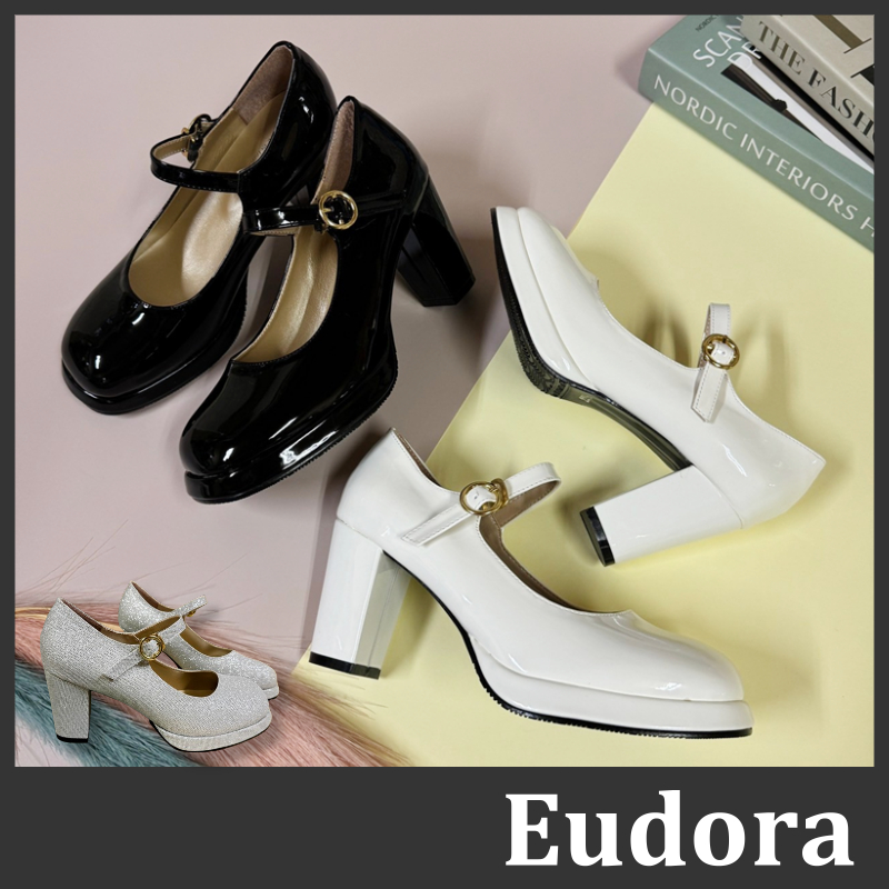 【Eudora】MIT台灣製 高跟瑪莉珍鞋 新娘鞋 高跟鞋 娃娃鞋 圓頭金蔥 防水台 粗跟高跟 婚紗 婚鞋 伴娘鞋 跟鞋