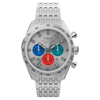 【TIMEX】天美時 Waterbury 41 毫米多色子錶盤不鏽鋼計時碼錶(銀 TXTW2V42400)