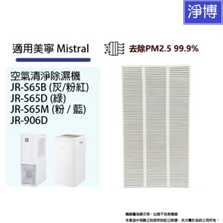 適用於美寧Mistral空氣清淨除濕機JR-S65D S65M S65B 906D S69R PM2.5HEPA濾網濾芯